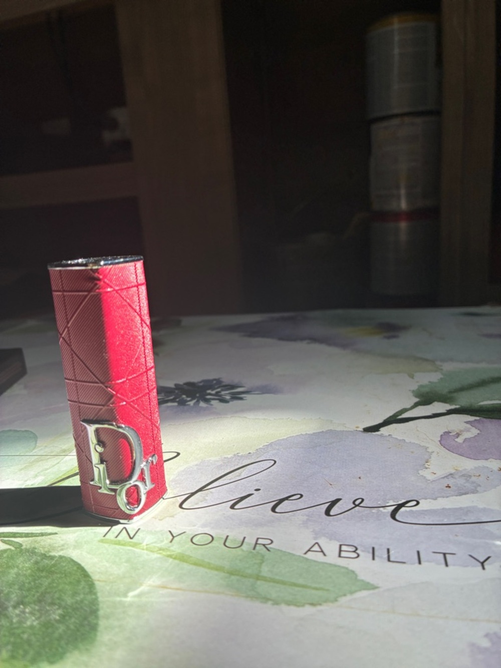 Dior Pink Quilted Lipstick Holder with Silver Logo
